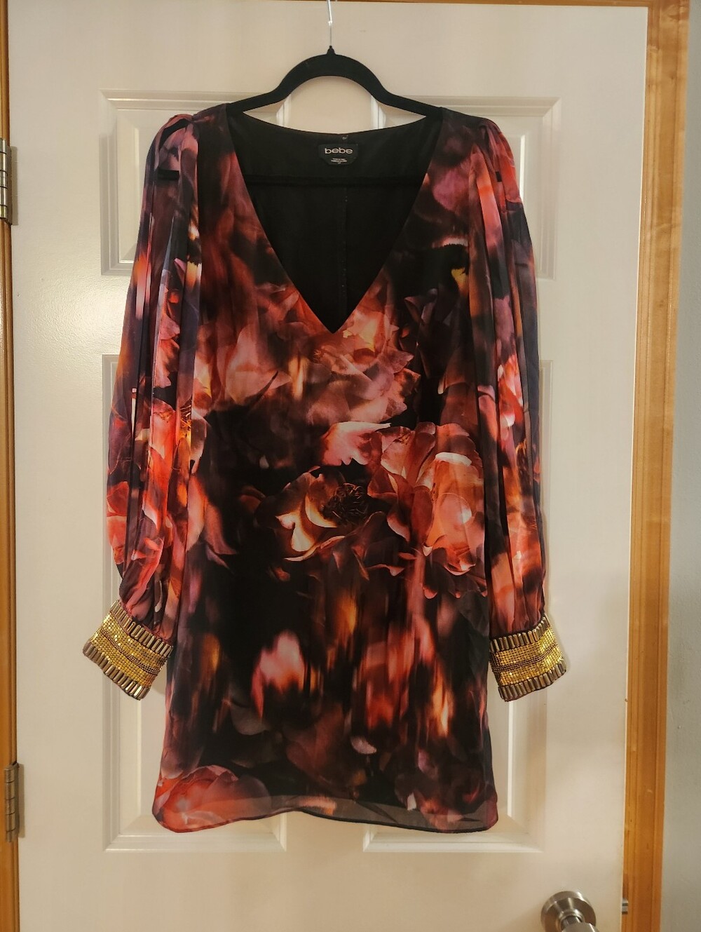 Bebe Black Branded Jacket with Subtle Texture, Size Medium